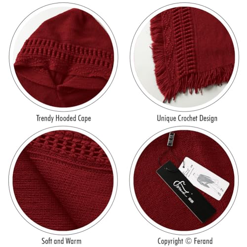 Ferand Ladies' Hooded Cape with Fringed Hem, Crochet Poncho Knitting Patterns for Women3
