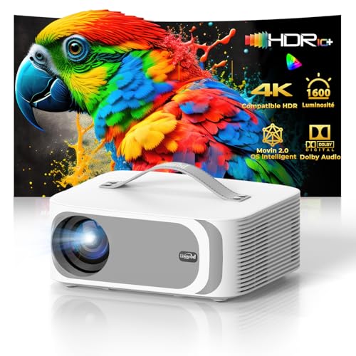 Videoprojecteur 4K【App Intégrée/1600 Luminosité/Auto Focus/Keystone】 Dolby Audio 1080P Natif Projecteur Video, avec HDMI eARC, WiFi6, Bluetooth Lisowod Retroprojecteur Portable pour Home Cinéma