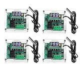 Diitao 4PCS W1209 12V DC Digital Temperature Controller Board with Case LED Display -50~110°C Electronic Temperature Control Module Switch Micro Thermostat with Waterproof NTC Probe