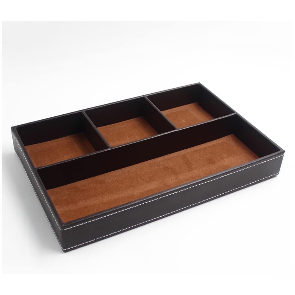 Desktop Storage Organizer Key Wallets Cell Phones Catchall Tray Nightstand Or Dresser Plate(Brown)
