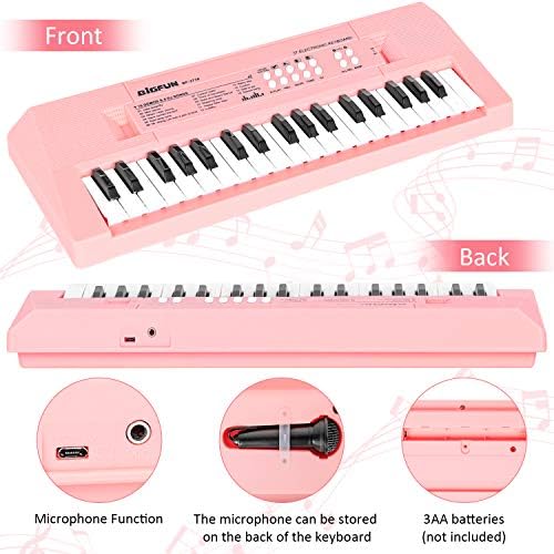 Electronic Piano Keyboard 37 Keys Piano for Kids Music Keyboard Piano with Microphone Learning Music Educational Toy Gift for Girls Boys Beginners (Pink 4 51oa5yJbShL. AC