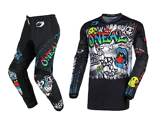 O'NEAL 2024 Element Rancid Motocross Offroad Jersey Pant Combo (Black/White, Medium/28)