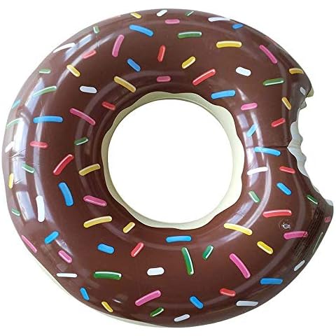 Amacoam Inflatable Donut Ring Pool Inflatable Donut Swimming Ring Pool Float for Adults and Kids 75cm Swim Ring Summer Water Toy Donut Pool Inflatable Floats Pool Toys for Pool Party Beach, Brown Cover
