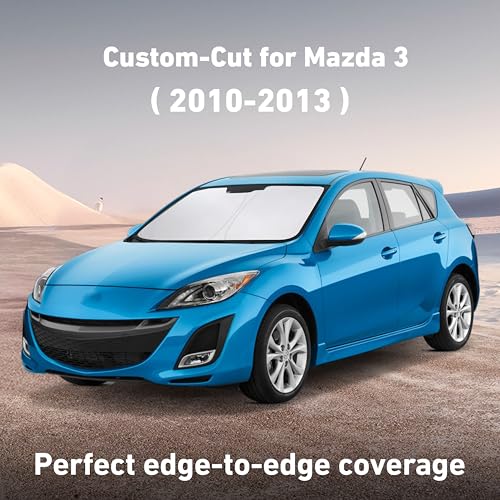 Image of EcoNour Windshield Sunshade Compatible for Mazda 3 2010-2011 2012 2013, Sun Visor for Front Windshield & Window Sun Shade Cover, UV Heat Blocker & Protector, Car Accessories