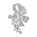 EVER FAITH Wedding Silver-Tone Bowknot Flower Clear Austrian Crystal Brooch