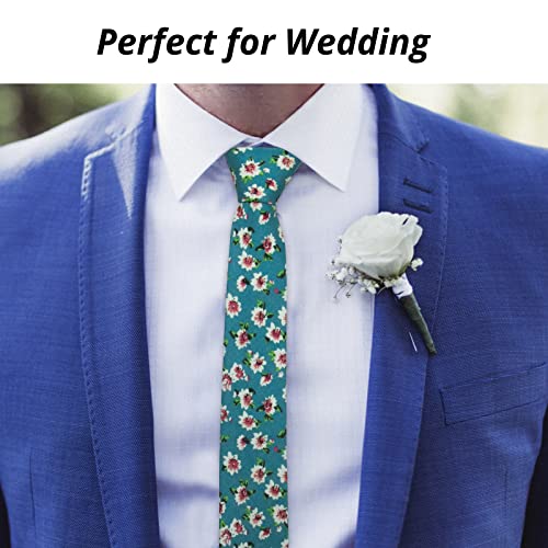 Image of Mantieqingway Floral Ties for Men Skinny Cotton Tie Flower Necktie