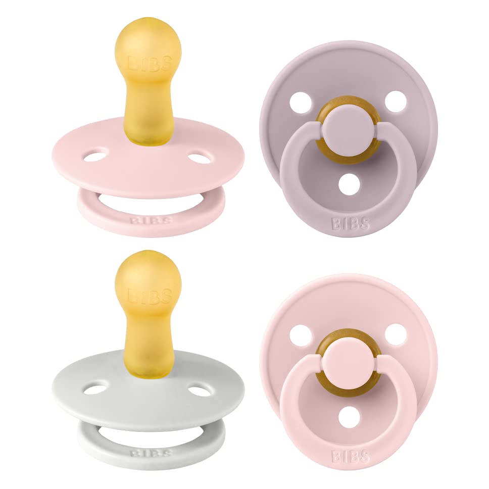 Image of BIBS Color Pacifiers 4-Pack | BPA Free Soother Pacifier | Round Nipple | Natural Rubber Latex | Made in Europe | Size 6-18 Months | Haze Mix