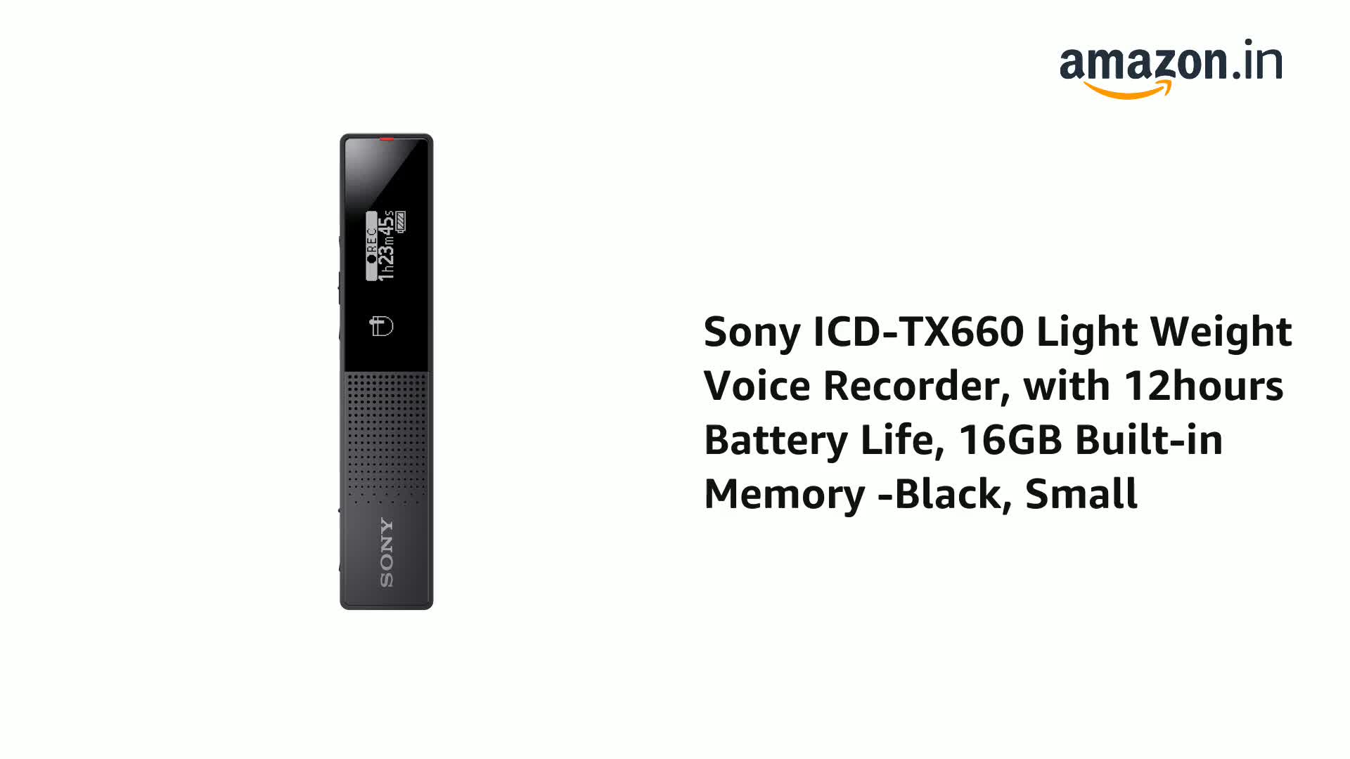 Sony ICD-TX660 Light Weight Voice Recorder, with 12hours Battery