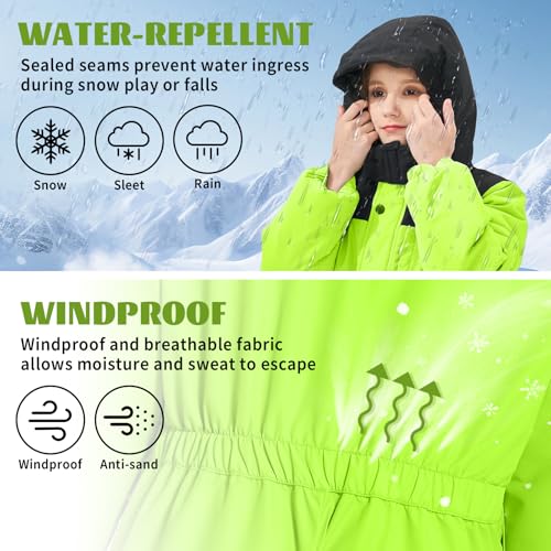 Owntop Kids Toddler Snow Suit One Piece for Boys Girls Lightweight Insulated Ski Suit Windproof Hooded Snowsuit Baby Jumpsuit3