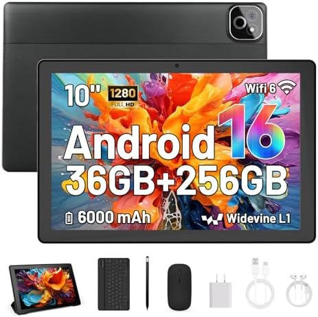 Tablet de 10 Pulgadas, Android 16 Tablet con Teclado, Octa Core, ...
