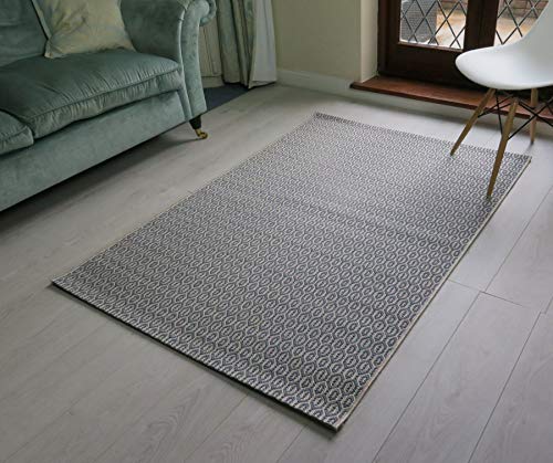 Aspect Diseño Interior Tejido Plano Linley Chainmaille/geométrica Alfombra al Aire Libre-Crema y Azul, Cream and Teal, 120x170cm