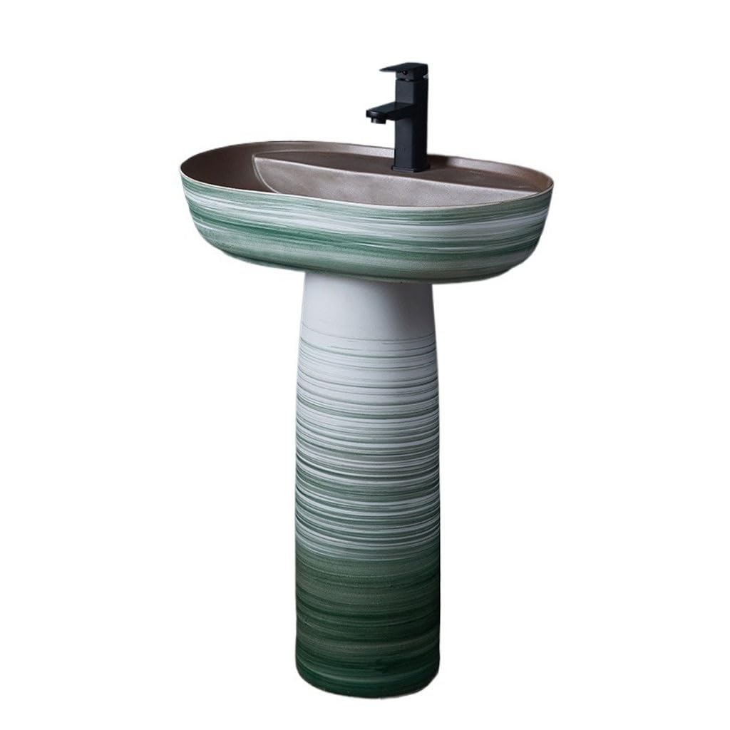 Bathroom Sink Simple Ceramic Column Wash Basin Outdoor Balcony Column Wash Basin Courtyard Integrated Column Basin Bathroom Vanity