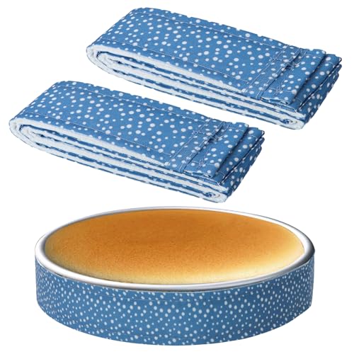 2 Pcs Baking Strips Cake Pan Dampen Strips Absorbent Thick Cotton Cake Strips for Kitchen Bakery Restaurant (Blue)