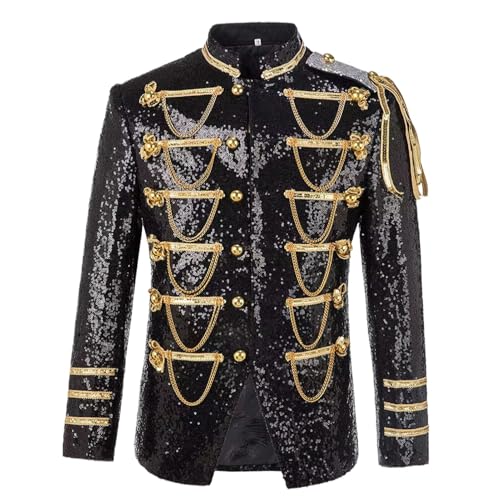 Veste de scène à paillettes homme blazer brillant noir rouge