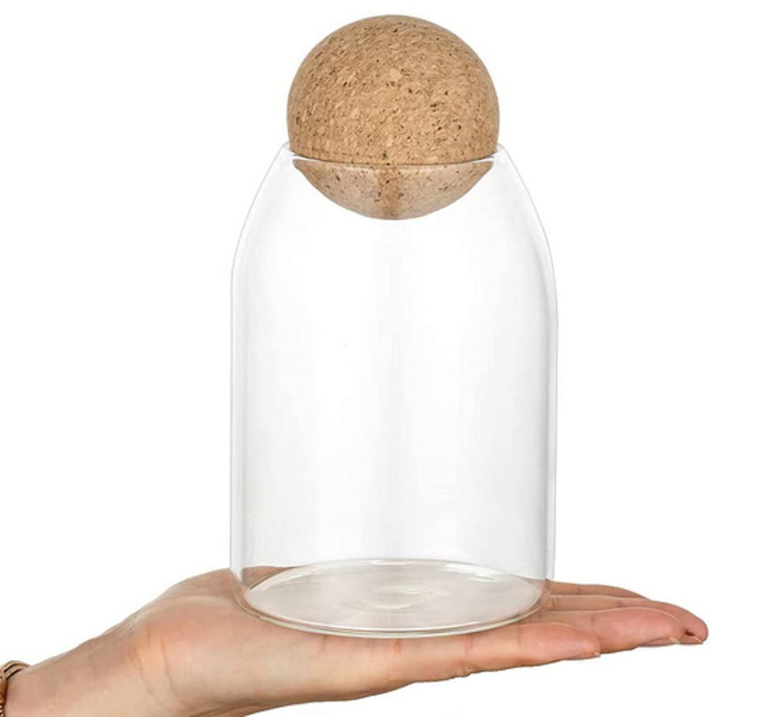 Moladi Vorratsdose Aus Klarglas – 1200 Ml, Mit Kugelkorkdeckel, Für Kaffee, Gewürze & Süßigkeiten