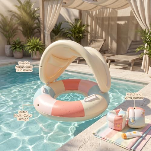 Anillo de asiento para piscina infantil que evita vuelcos con mangas flotantes cómodas 3