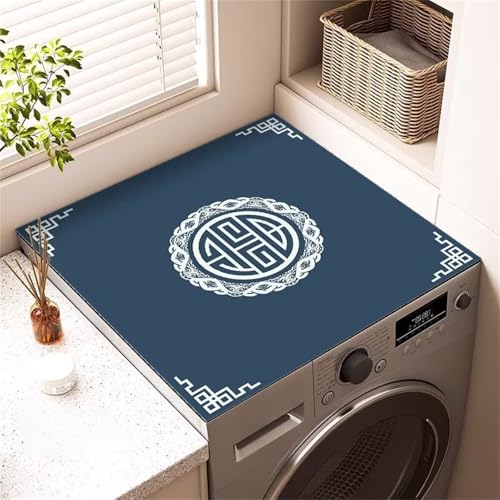 Highdi Housse de Protection pour Machine à Laver Top, Nouveau Style Chinois Coussin de Machine à Laver Antidérapant, Tapis de Protection pour Dessus Sèche-Linge Buanderie (Bleu 4,40x60cm)