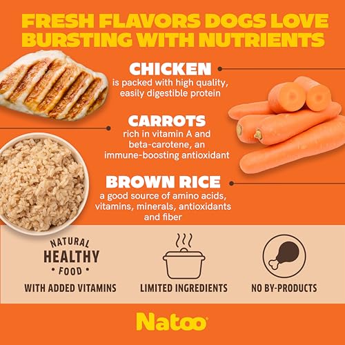 Image of NATOO Dog Food Topper, Chicken Carrot Brown Rice Quinoa, Case of 20 | For Picky Eaters, Wet Meal Topper for Dry Food, Limited Ingredient, 3oz Each, For Dogs & Puppies