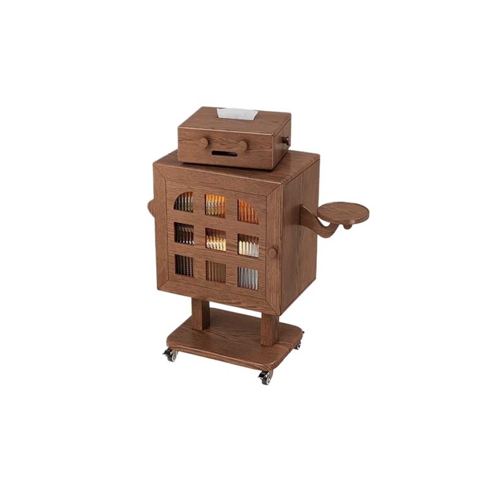 Nachttisch Movable Solid Wood Bedside Table Suitable for Bedrooms | With wheels storage cabinet vintage cream style