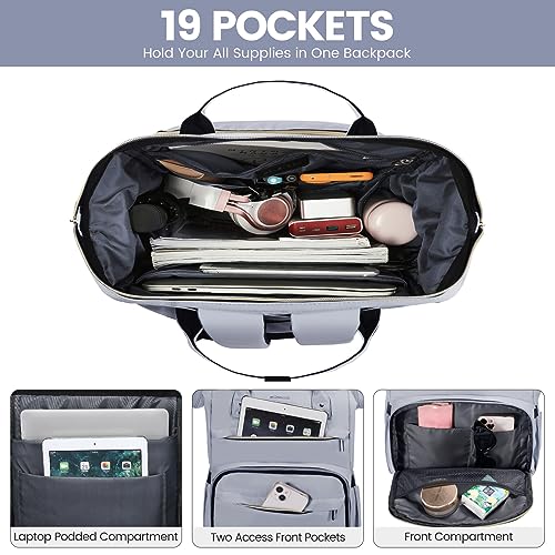 Image of LOVEVOOK Laptop Backpack for Women Teacher Backpacks Nurse Bags,Work Bag Backpack Purse Bags Anti-Theft Travel Backpacks with USB Charging Port,15.6 Inch Backpack for College Business Casual