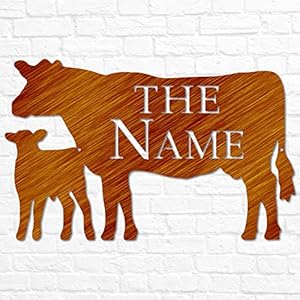 Metal cow farm sign custom farmer sign calf farmhouse decor farm animals sign personalized cow sign farm outdoor metal sign  urban country home decor