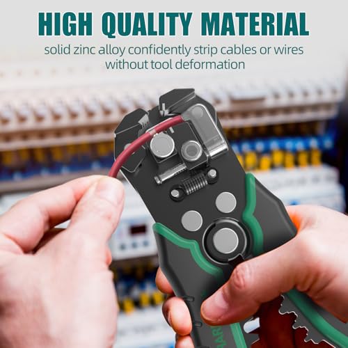 Image of HARDELL+ Wire Stripper, Self-Adjusting Wire Stripping Tool with 27 Universal Accessories, 3 in 1 Stripper /Cutter /Crimping Tool for Electronics Projects /DIY /Home Repairs (10-24 AWG)-8-IN-1