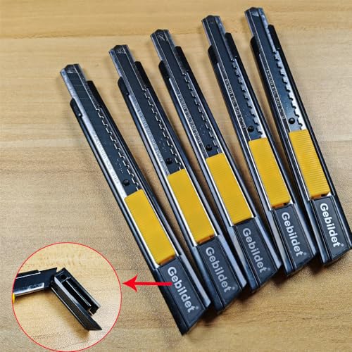 Image of Gebildet 5pcs Right and Left Hand Self-Lock Cutter /9mm Snap Off Blades /60 Blade /Utility Knife /Graphic Knife (Black Holder)