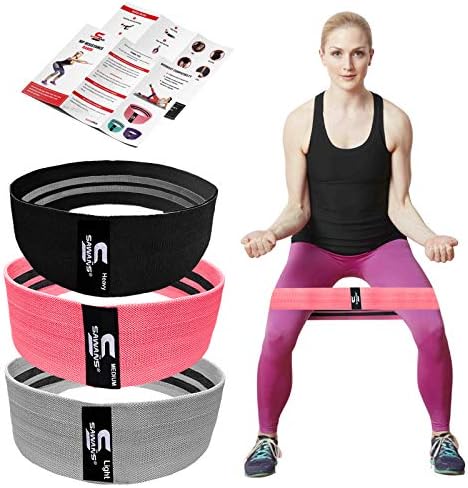 Resistance Bands, Resistance Band for Legs and Glutes, Includes Exercise Band Workout Booklet, Non-Slip Booty Band for Women & Men Hip Circle, Back Stretcher Set of 3