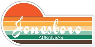 Jonesboro Arkansas 2 x 1.25 Inch Sticker Retro Vintage Sunset City 70s Aesthetic Design