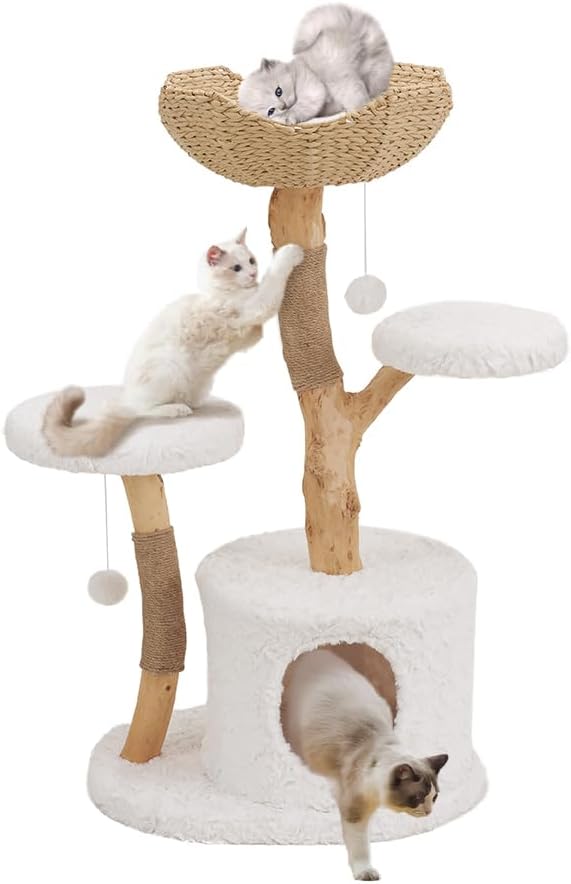 Unipaws Cat Tree Tower for Large Cat, Cat Tower for Indoor Cats, Aesthetic Solid
