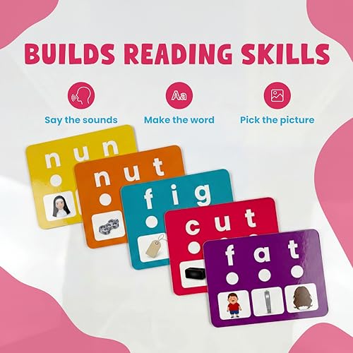 Image of CVC Words Flash Cards for Kids Age 3+ | 100 Double Sided Laminated Wipe & Clean Cards | Phonics, Early Reading & 3 Letter Word Learning Activity