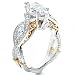 FENDINA Women's Infinity Rings Vintage Pear Cut CZ Twisting Cross Shank Bridal Engagement Wedding Halo Promise Eternity Rings (gold-plated-base-white, 9)