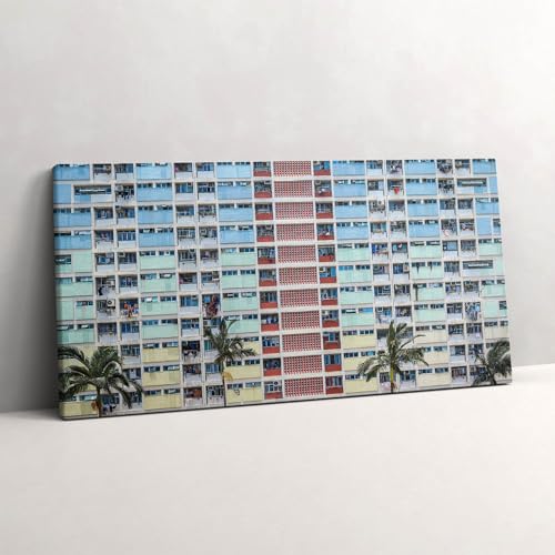 Murale d'art Hong Kong grand tableau sur toile pour habiller un mur vide salon