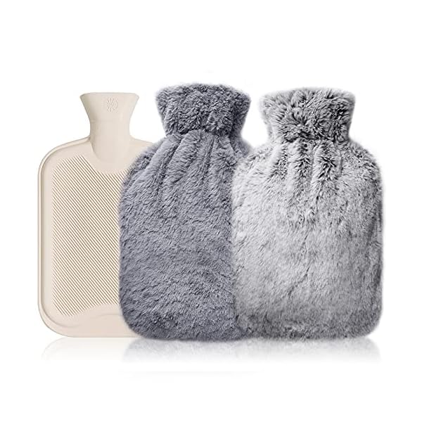 Piroir Wärmflasche mit Bezug, 1.8L weiche Flaum Wärmeflasche, 2 Flauschig Soft Washable Velvet Baumwolle,Bequem…