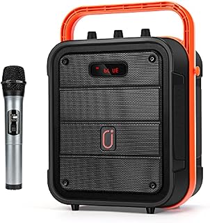 JYX Karaoke Machine with Wireless Microphone, Portable PA System with Shoulder Strap and Remote Control, Support USB/SD Card Input, FM Radio, REC, Perfect for Home, Party and Travel