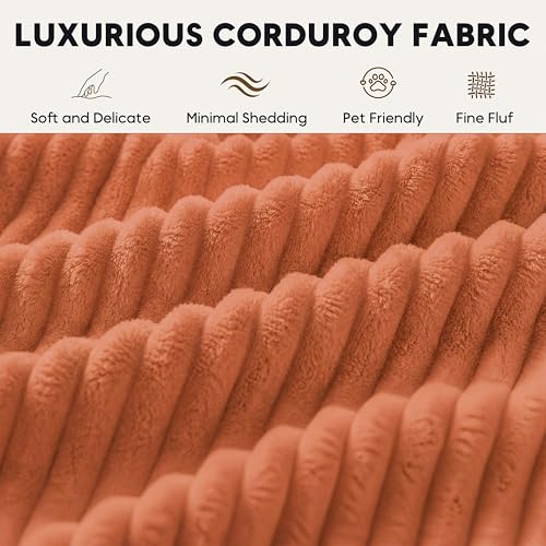 Image of Oversized Cloud Boneless Couch with Chaise, 146 inch Modern U Shape Modular Deep Seat Sectional Sofa, Comfy Corduroy Upholstered Couches for Living Room, No Assembly Required-Burnt Orange