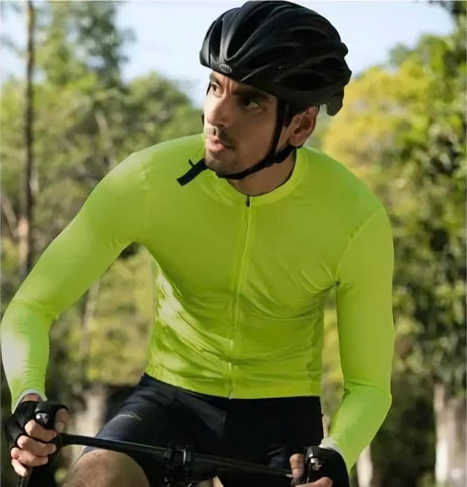 Men's Cycling Jerseys Long Sleeve Bike Biking Shirts Full Zip with Pockets Road Bicycle Clothing