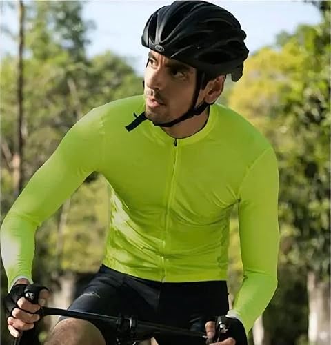 Miniatura 5 de Camisetas de ciclismo de manga larga para hombre, con cremallera completa y bolsillos, ropa de bicicleta de carretera