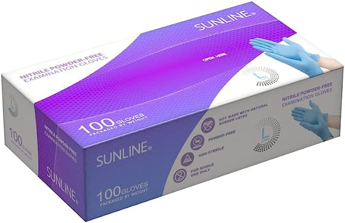 Snapklik.com : SUNLINE Blue Nitrile Powder Free Medical Examination Gloves