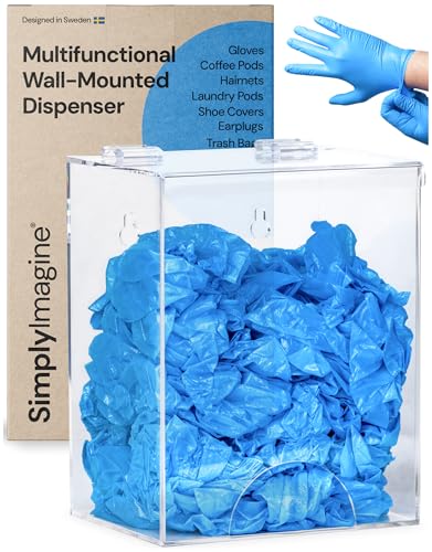 SimplyImagine Clear Acrylic Glove Dispenser - Storage Wall Mount Storage for Hairnets, Masks, and...