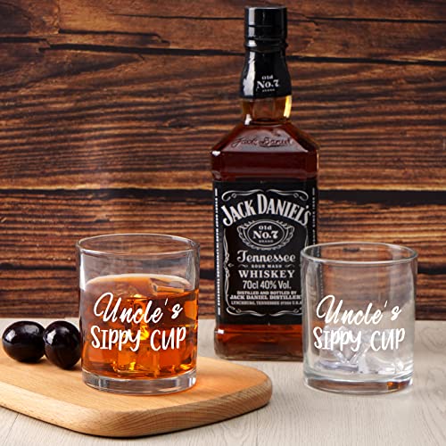 Modwnfy Funny Uncle’s Sippy Cup Whiskey Glass, Uncle Gift Old-Fashioned Glass For Men Uncle On Birthday Christmas Father’s Day, Novelty Uncle Rock Glass From Aunt Nephew Niece, 10 Oz #TOP5