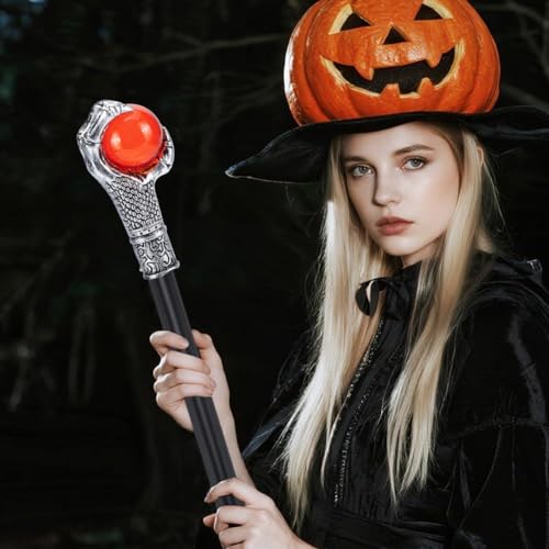 Image of GORGECRAFT Antique Cane Vintage Walking Stick Silver Eagle Claw Red Ball Grasping King Stick Plastic Costume Canes Halloween Party Cosplay Scepter Magic Wand Punk Prop for Themed Events Stage Shows