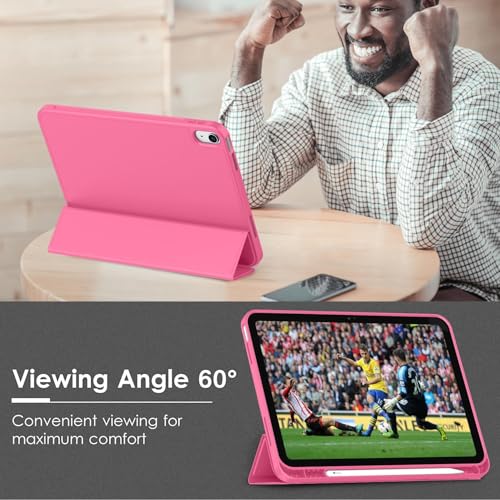 Image of MOCA iPad 11th Gen A16 / 10th Gen 10.9 Case (2025 /2022), Auto Sleep /Wake Cover, Pencil Holder, Soft TPU Back, Shockproof Rugged Slim Tri-Fold Stand Case (Watermelon -Red)