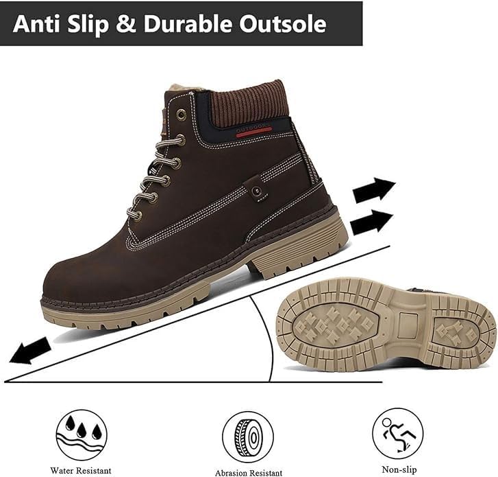 Eagsouni Mens Womens Snow Boots Warm Fur Lined Ankle Booties Hiking Trekking Trail Climbing Shoes Lace Up Anti-Slip Waterproof Working Outdoor Backpacking Boots - Image 6