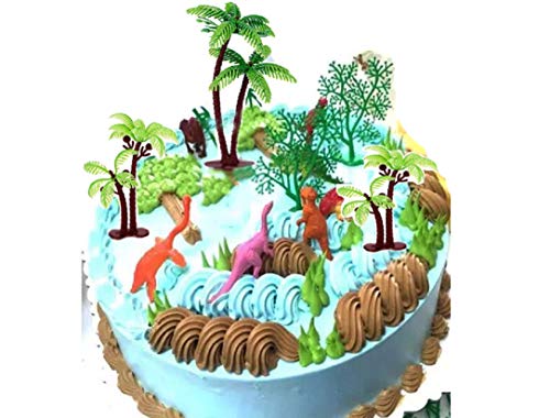 Yabina (Tm) 10 Pack Palm Tree Cake Topper For Cake Decoration - Green Palm Tree With Coconuts Cupcake Topper For Beach, Tropical, Jungle, Hawaiian Cake Decorating, 5.5 Inch And 3.15 Inch #TOP5