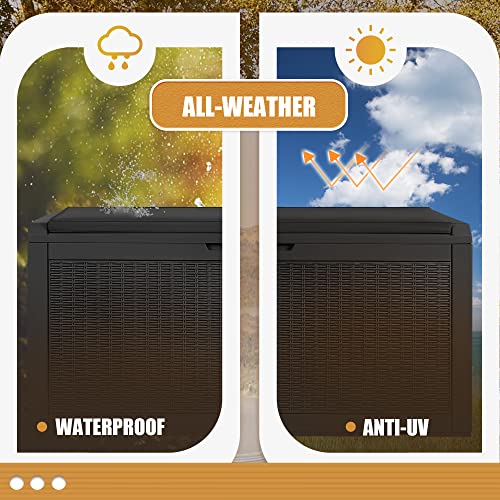 Image of Devoko 100 Gallon Resin Waterproof Outdoor Storage Box with Cushion
