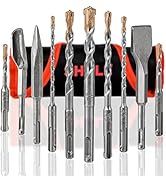 SHALL 10-Piece SDS Plus Bits, 7 Rotary Hammer Drill Bits, Wide Flat Chisel, Gouge Chisel & Point ...