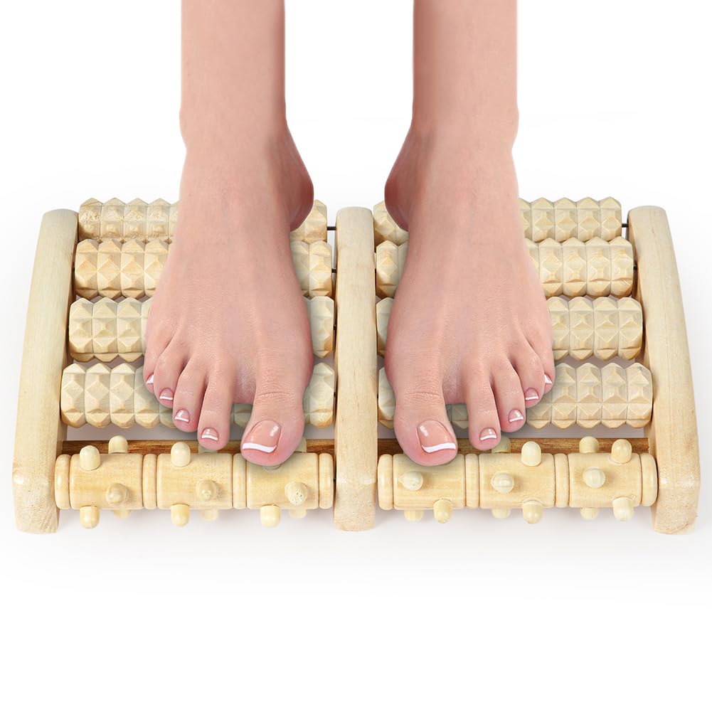 ACWOO Fußmassageroller Holz, Roller Fußmassagegerät, Fußroller Holzroller Fußmassage Fersensporn Massagegerät für Füße-Durchblutungsförderndes Fußmassagegerät, Fußroller Stressreduzierung Entspannung