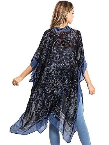 Image of Spicy Sandia Kimonos for Women Floral Beach Cover Up Loose Swimsuit Bathing Suit Coverup Cardigan for Summer Swimwear