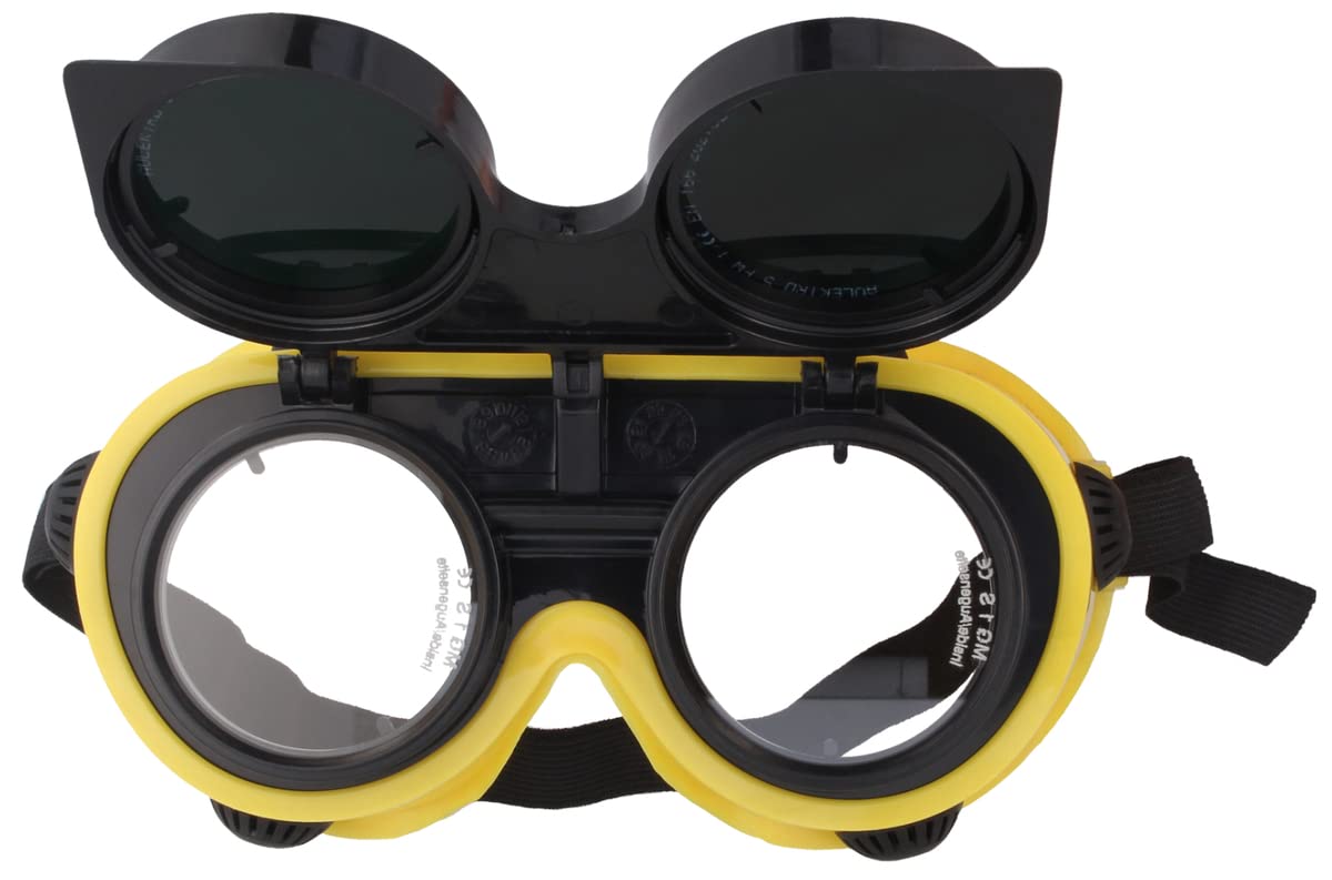 B&S Schutzbrille/Schweißerbrille Schutzstufe 5 in Gelb/Schwarz mit elastischem Kopfband